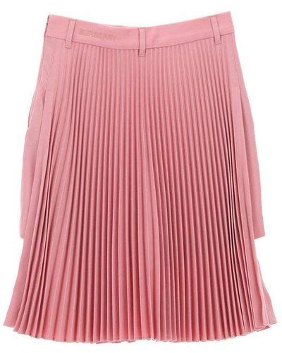 pastel pink burberry pleated skirt|Burberry wool mini skirt.